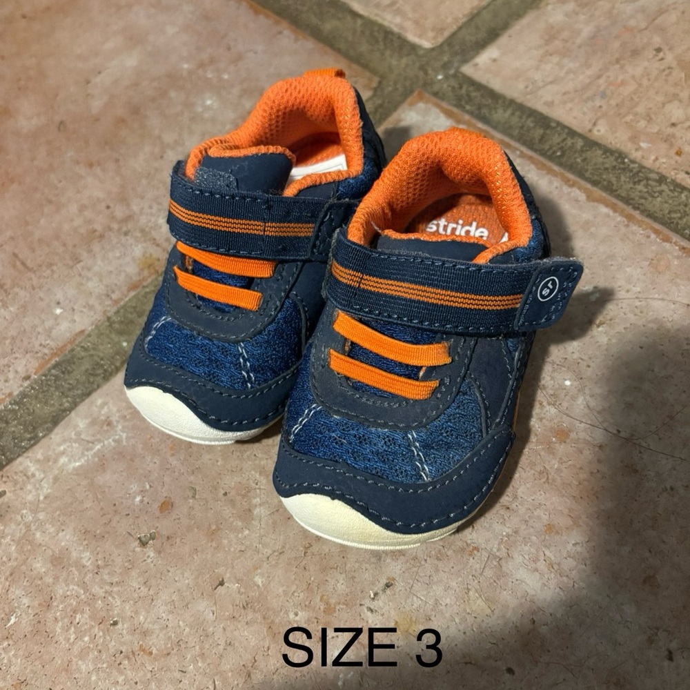 Stride Rite Blue and Orange Baby Walker Shoes Velcro Closure